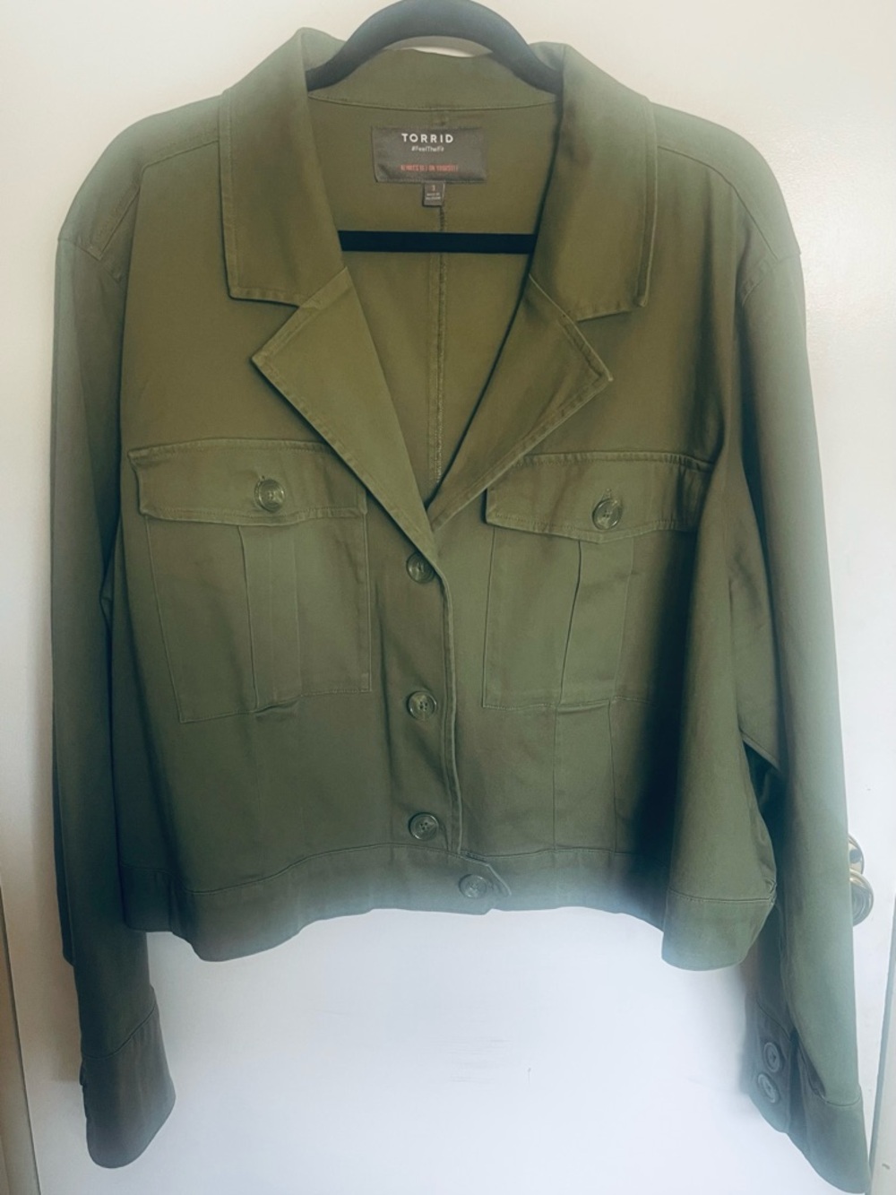 Torrid Olive Utility Button-Front Jacket